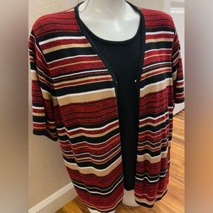Sag Harbor Red and Gold Stripe Latch Top